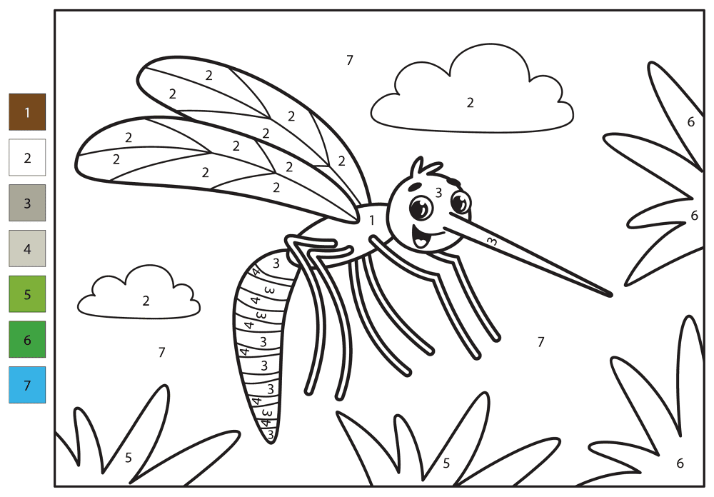 Mosquito Color By Number Coloring Page Md Coloring Page — Free Printable — free printable coloring page